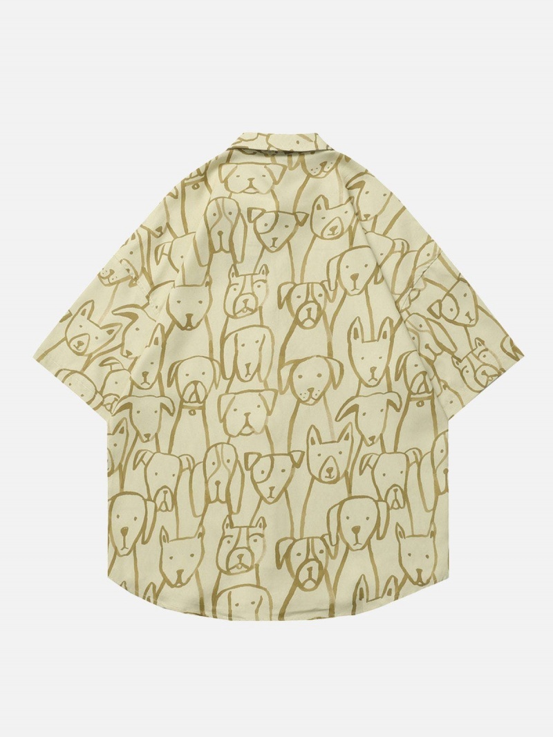 Chemise à Manches Courtes Aelfric Eden Hand-painted Line Puppy Print Abricot | UCY-40174813